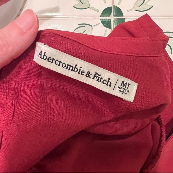 Abercrombie & Fitch Puff Sleeve Red Mini Dress Size M Tall - Picture 4 of 5